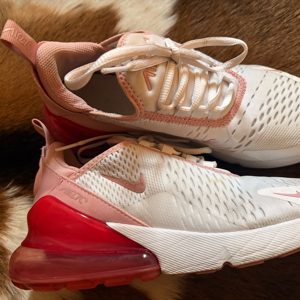 Nike Women's Air Max 270 White and Red Sneakers